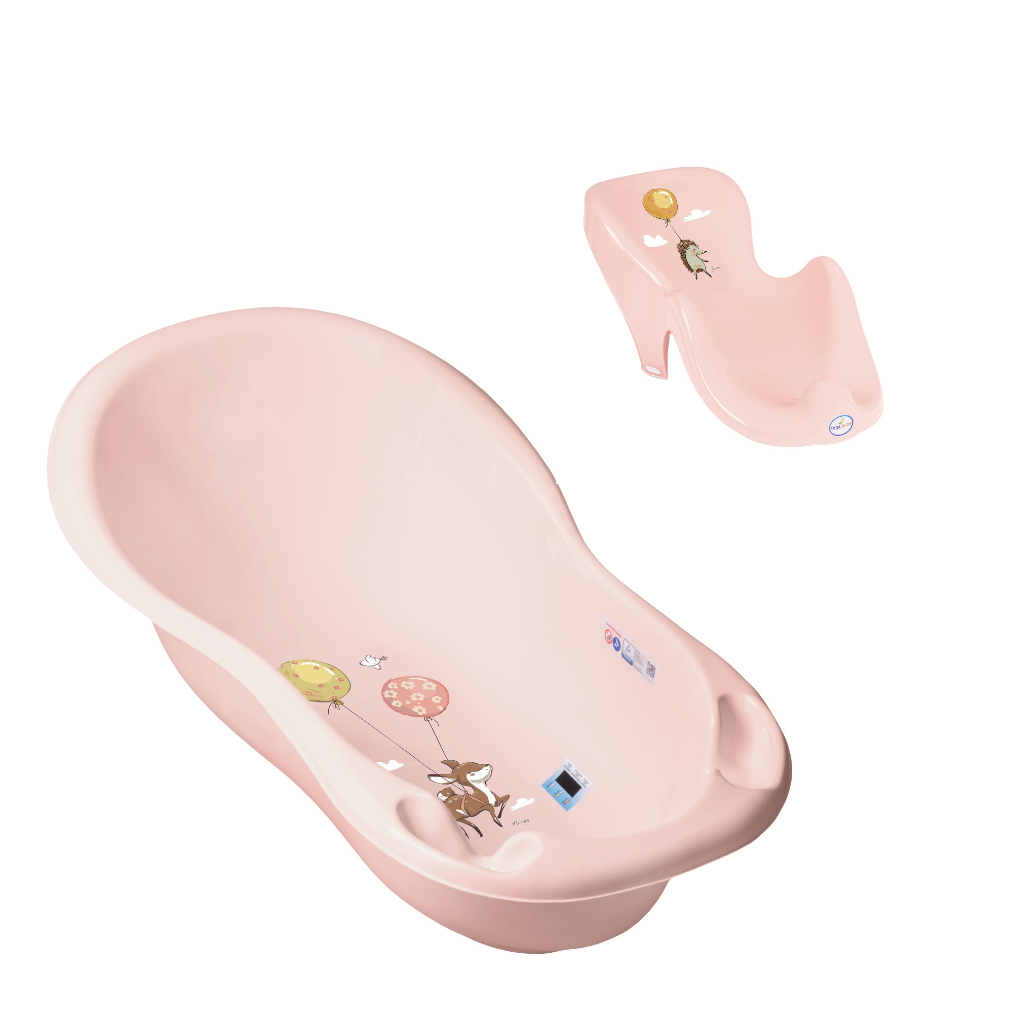 Set cadita copii Forest Fairytail Roz 102 cm cu senzor de temperatura + suport anatomic cadita