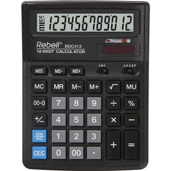 Calculator de birou, 12 digits, 193 x 143 x 38 mm, Rebell BDC 412 - negru Calculator de birou, 12 digits, 193 x 143 x 38 mm, Rebell BDC 412 - negru