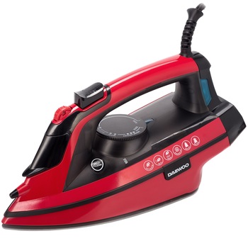 Fier de calcat Daewoo DSI3000R, 3000 W, Talpa ceramica, Abur vertical, Anti-calcar, Auto-curatare, 280 ml, 40 gr/min, Oprire automata, Rosu/Negru Fier de calcat Daewoo DSI3000R, 3000 W, Talpa ceramica, Abur vertical, Anti-calcar, Auto-curatare, 280 ml, 40 gr/min, Oprire automata, Rosu/Negru