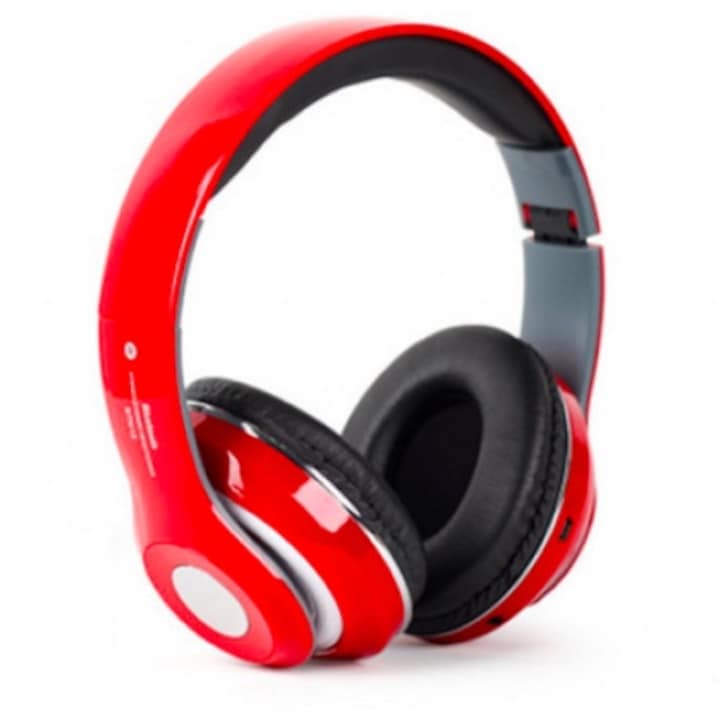 STN16 Bluetooth/безжични стерео слушалки с TF/Micro SD карта микрофон и радио, мощен червен бас