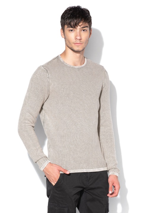 Only & Sons, Пуловер с релефна повърхност, Сиво-бежов