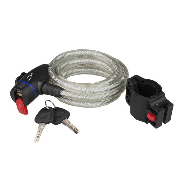Antifurt spirala cu cheie Vivo LQ-323, 12 x 1500 mm, Argintiu