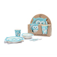 Set serviciu masa, 5 piese din Fibre de bambus pentru copii BM010 Bufnita