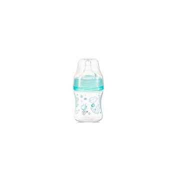 Biberon anti colici cu tetina din silicon 120 ml 0 luni+ BabyOno 402-T, Turcoaz Biberon anti colici cu tetina din silicon 120 ml 0 luni+ BabyOno 402-T, Turcoaz