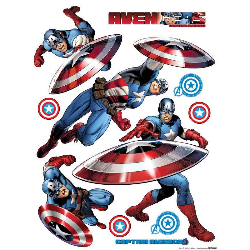 Sticker perete Walt Disney, Captain America, 30 x 30 cm