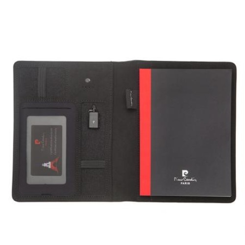 Mapa de conferinte cu Powerbank inclus de 6500 mAh, stand pentru tableta/telefon, Negru