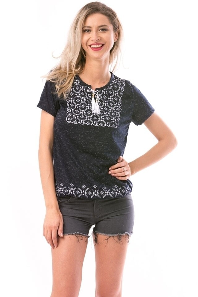 Tricou bleumarin si alb rusticstar marime 36-38