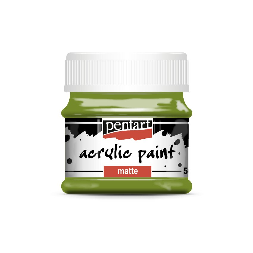 Vopsea acrilica mata pe baza de apa Pentart - masline verzi, 50 ml