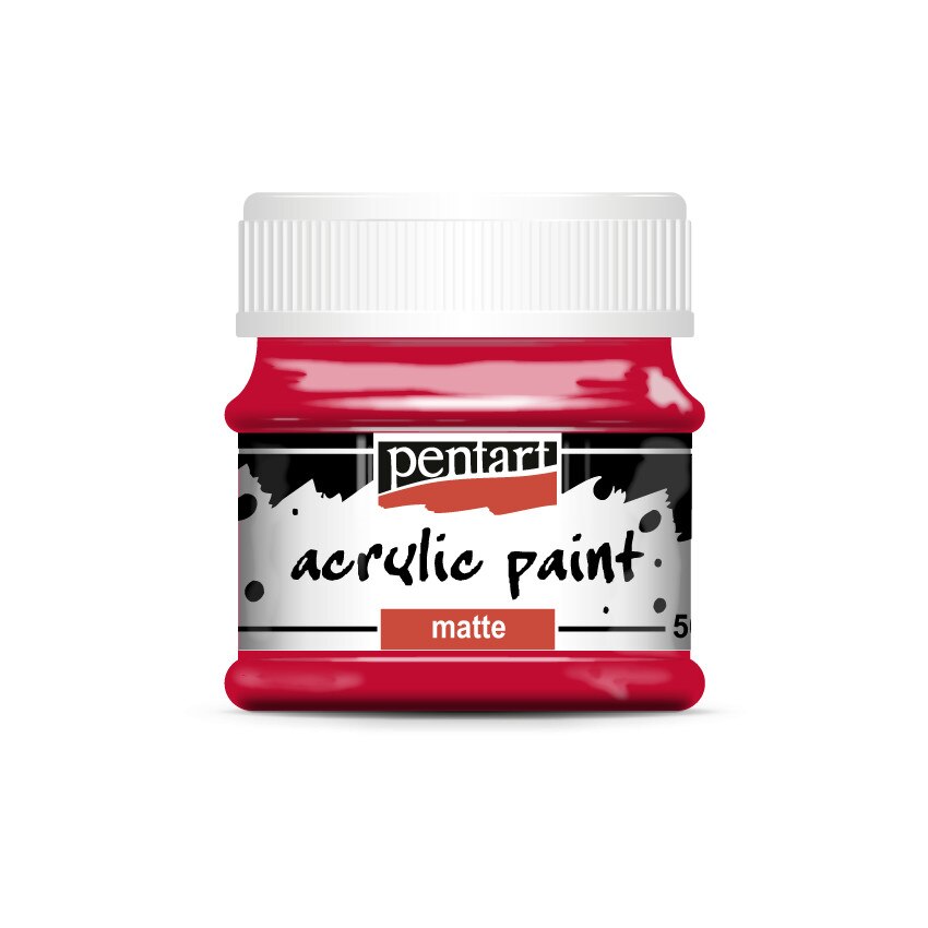 Vopsea acrilica mata pe baza de apa Pentart - rosu, 50 ml