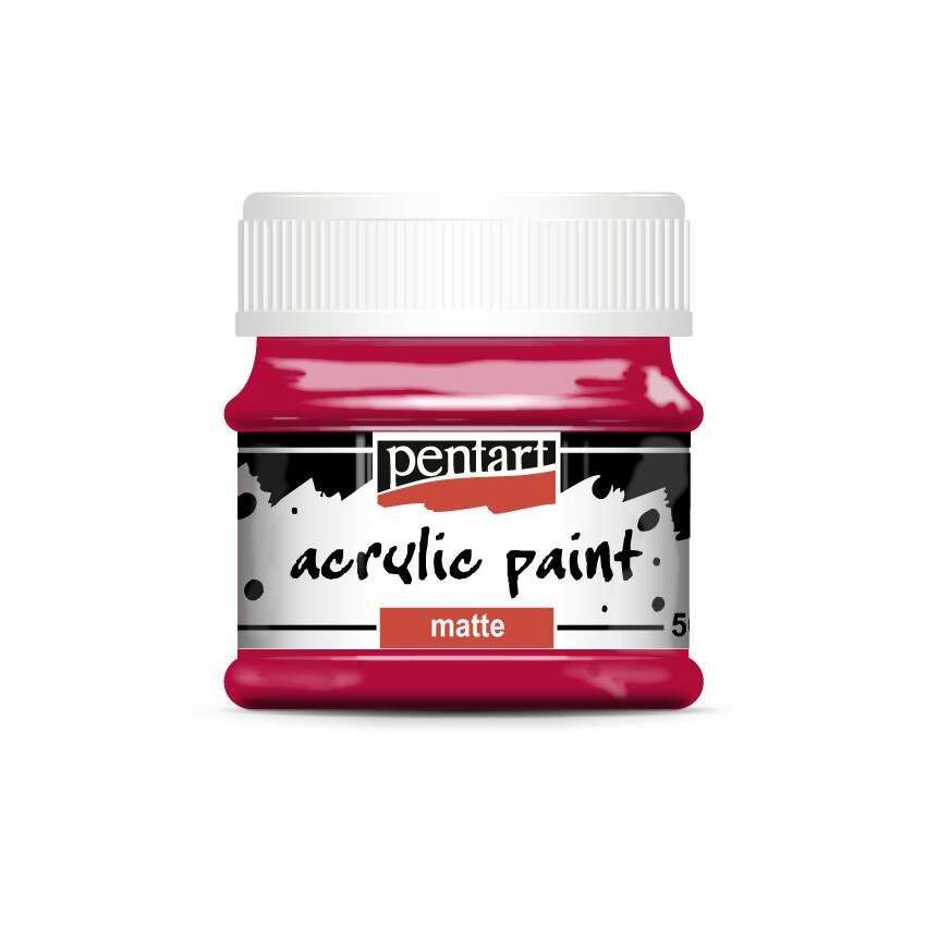 Vopsea acrilica mata pe baza de apa Pentart - rosu carmin, 50 ml