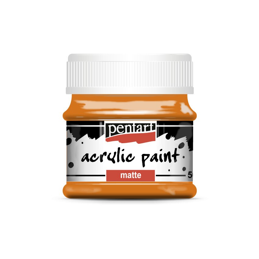 Vopsea acrilica mata pe baza de apa Pentart - portocaliu, 50 ml