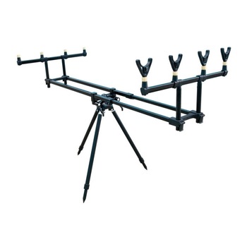 Rod pod pentru lansete cu 4 posturi in 3 picioare material aluminiu lungime 120 centimetri cu husa pentru transport Rod pod pentru lansete cu 4 posturi in 3 picioare material aluminiu lungime 120 centimetri cu husa pentru transport