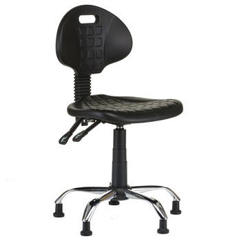Scaun laborator QMOBILI 1290 ALPHA VE Negru, sezut si spatar poliuretan, baza cromata, mecanism syncron, ventuze Scaun laborator QMOBILI 1290 ALPHA VE Negru, sezut si spatar poliuretan, baza cromata, mecanism syncron, ventuze