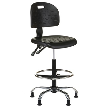 Scaun laborator QMOBILI 1290 EXT BETA VE Negru, suport picioare, sezut si spatar poliuretan, baza cromata, mecanism syncron, ventuze Scaun laborator QMOBILI 1290 EXT BETA VE Negru, suport picioare, sezut si spatar poliuretan, baza cromata, mecanism syncron, ventuze