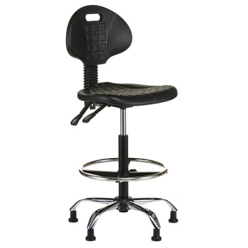 Scaun laborator QMOBILI 1290 EXT ALPHA VE Negru, suport picioare, sezut si spatar poliuretan, baza cromata, mecanism syncron, ventuze Scaun laborator QMOBILI 1290 EXT ALPHA VE Negru, suport picioare, sezut si spatar poliuretan, baza cromata, mecanism syncron, ventuze