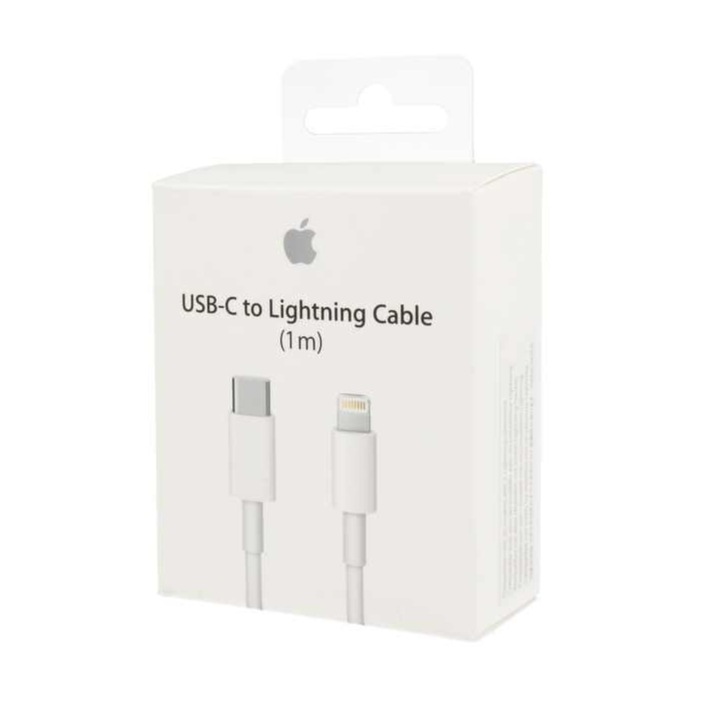 Оригинален кабел за данни за зареждане на Apple за iPhone с конектор USB-C към Lightning, дължина 1 м, включена оригинална опаковка, бял, BBL372 + HAPPY MAGNET BIBILEL
