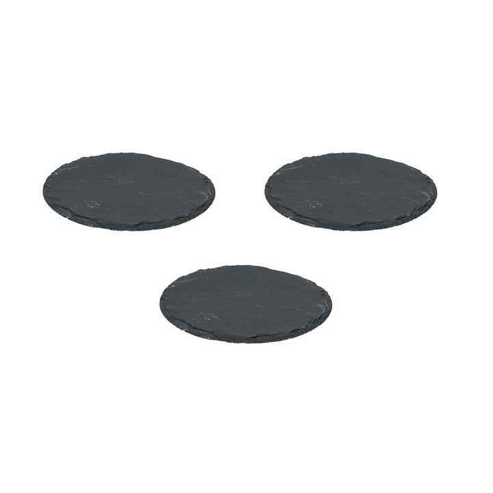 8 Platouri Piatra Ardezie, Tognana, Set 3 buc. Rotund, Ø15 cm
