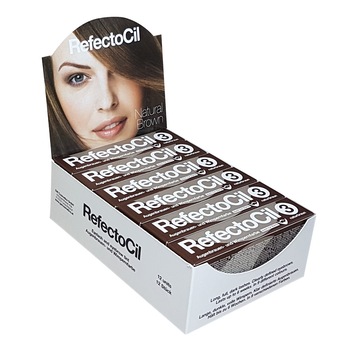 Set vopsea sprancene si gene, maro inchis, set 12 buc, Refectocil Set vopsea sprancene si gene, maro inchis, set 12 buc, Refectocil