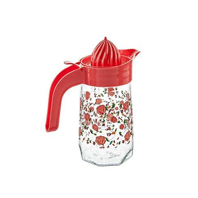 Storcator manual de citrice din plastic + cana din sticla , Sarina Rose , 700 ml