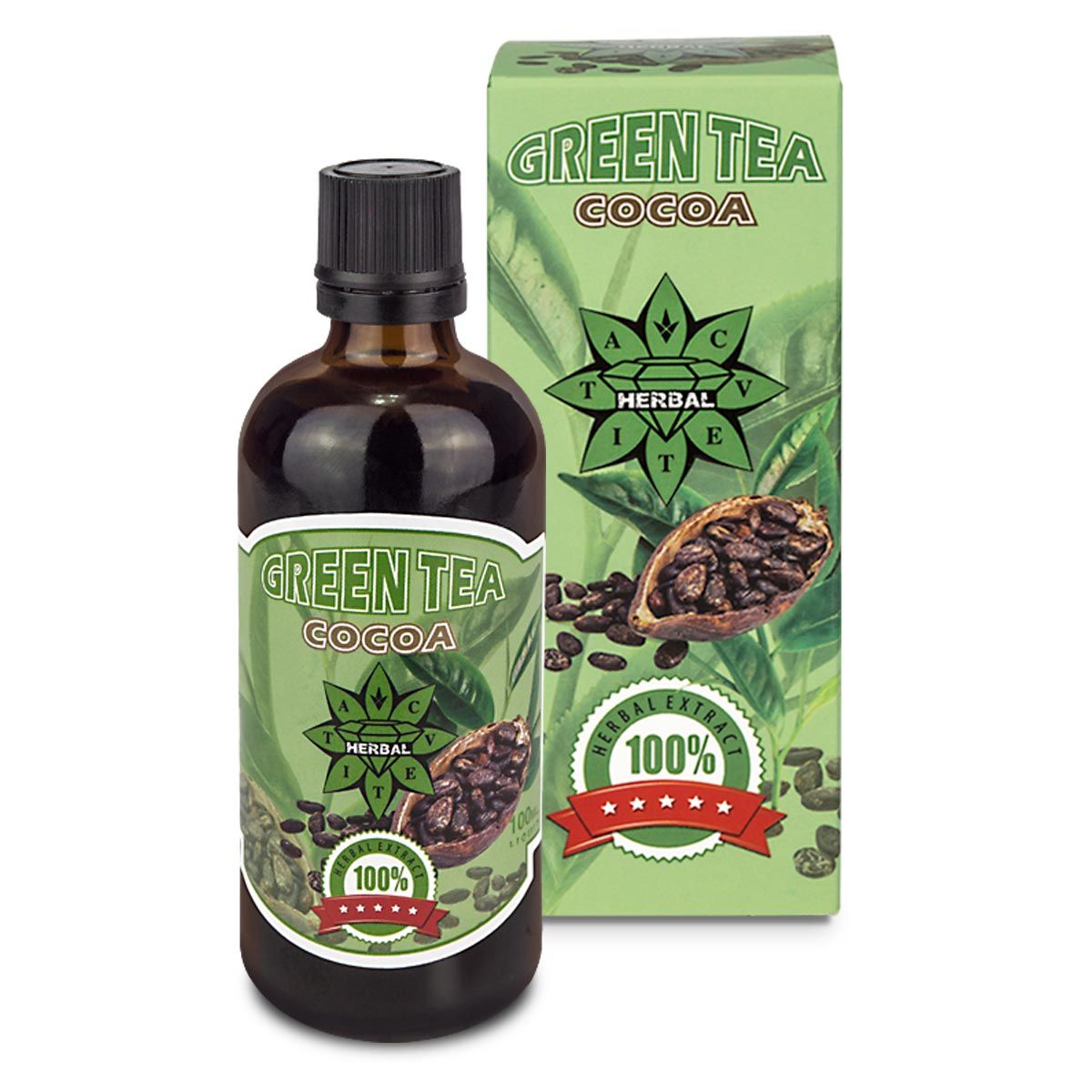 Supliment alimentar, Cvetita Herbal Ceai verde, cu cacao, extract lichid, 100ml