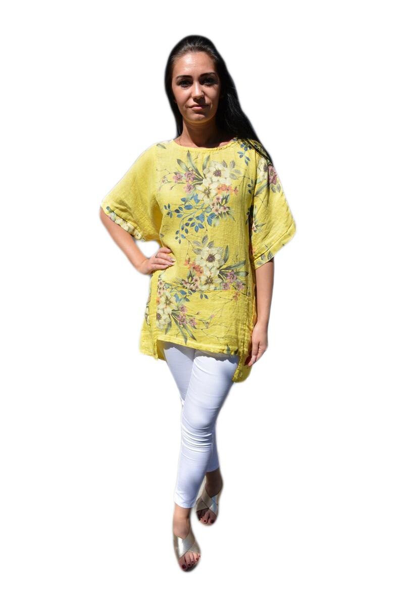 Bluza casual ,asimetrica, design de buzunare,D&J Exclusive, Galben