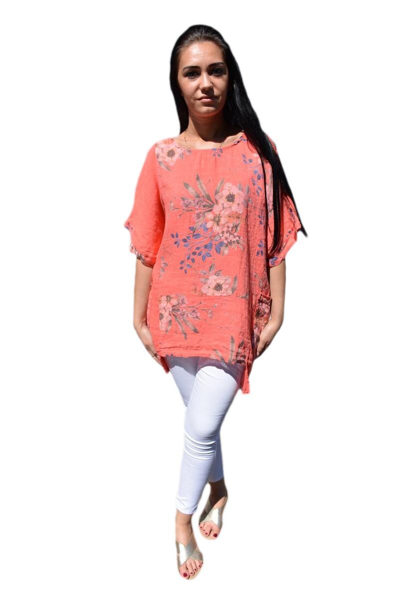 Bluza casual ,asimetrica, design de buzunare,D&J Exclusive, Corai