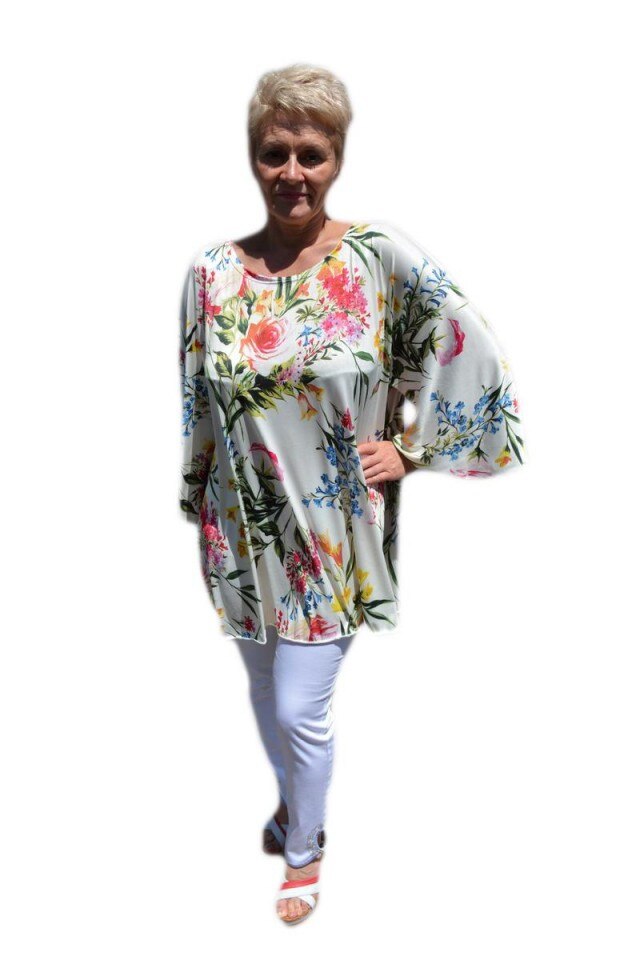 Bluza lejera de vara, imprimeu floral, D&J Exclusive, Bej