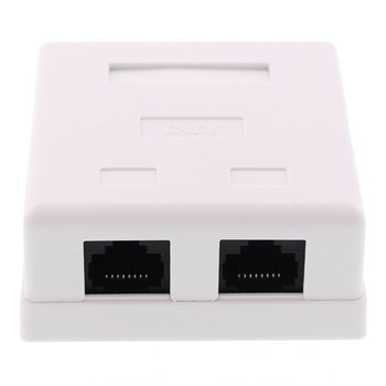 Priza dubla UTP CAT6, conector neecranat, pe tencuiala, Well Priza dubla UTP CAT6, conector neecranat, pe tencuiala, Well