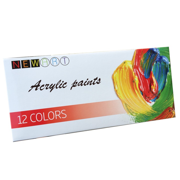 Акрилни бои NEWART, 12 мл, 12 цвята
