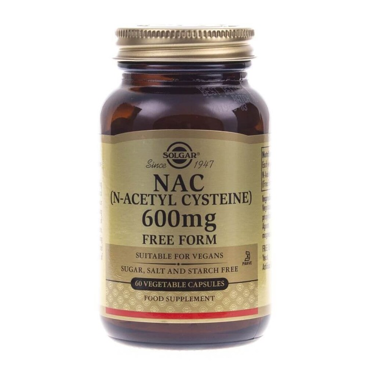 Supliment nutritiv Solgar NAC (N-acetil-L-cisteina), 90 capsule