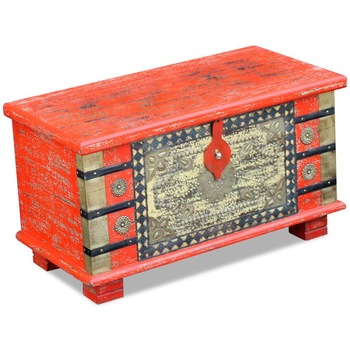 Cufar lemn de mango, vidaXL, Rosu, 80 x 40 x 45 cm Cufar lemn de mango, vidaXL, Rosu, 80 x 40 x 45 cm