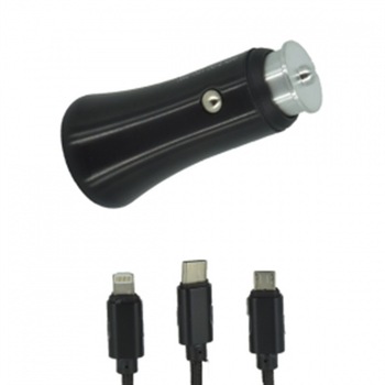 Incarcator auto 3.1A cu 3 capete 12/24V Incarcator auto 3.1A cu 3 capete 12/24V