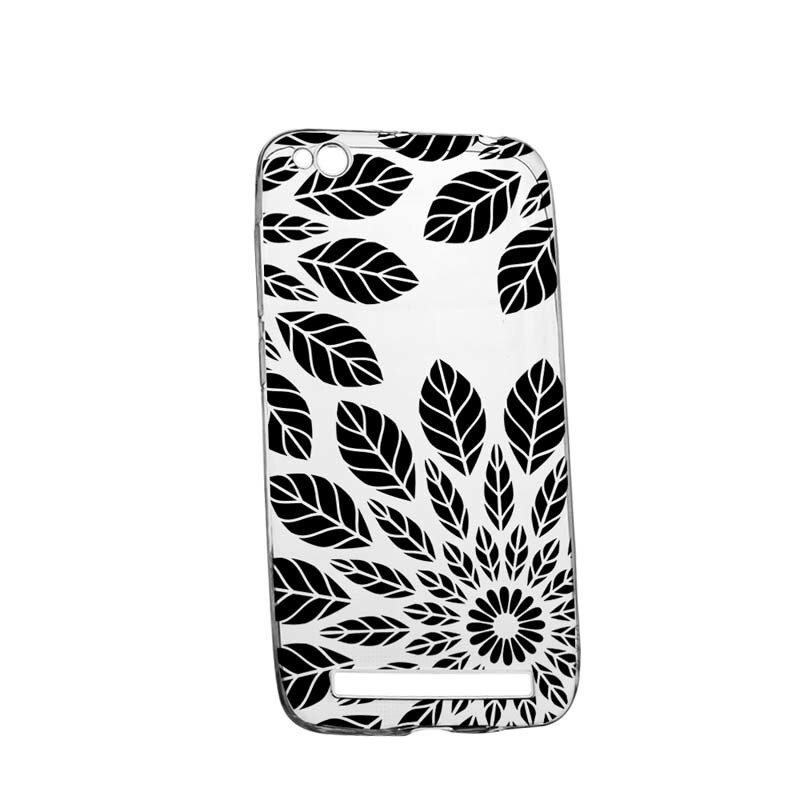 Husa Silicon, Transparent, Slim, Black Flower, Xiaomi Redmi 5A