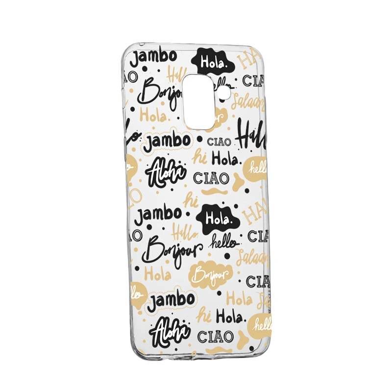 Husa Silicon, Transparent, Slim, Hello, Samsung Galaxy A8 2018 Plus