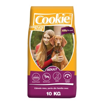 Hrana uscata pentru caini Cookie, Complete Plus Adult, Pui, 10 Kg Hrana uscata pentru caini Cookie, Complete Plus Adult, Pui, 10 Kg