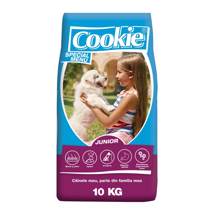 Суха храна за кучета Cookie, Complete Plus Junior, 10кг