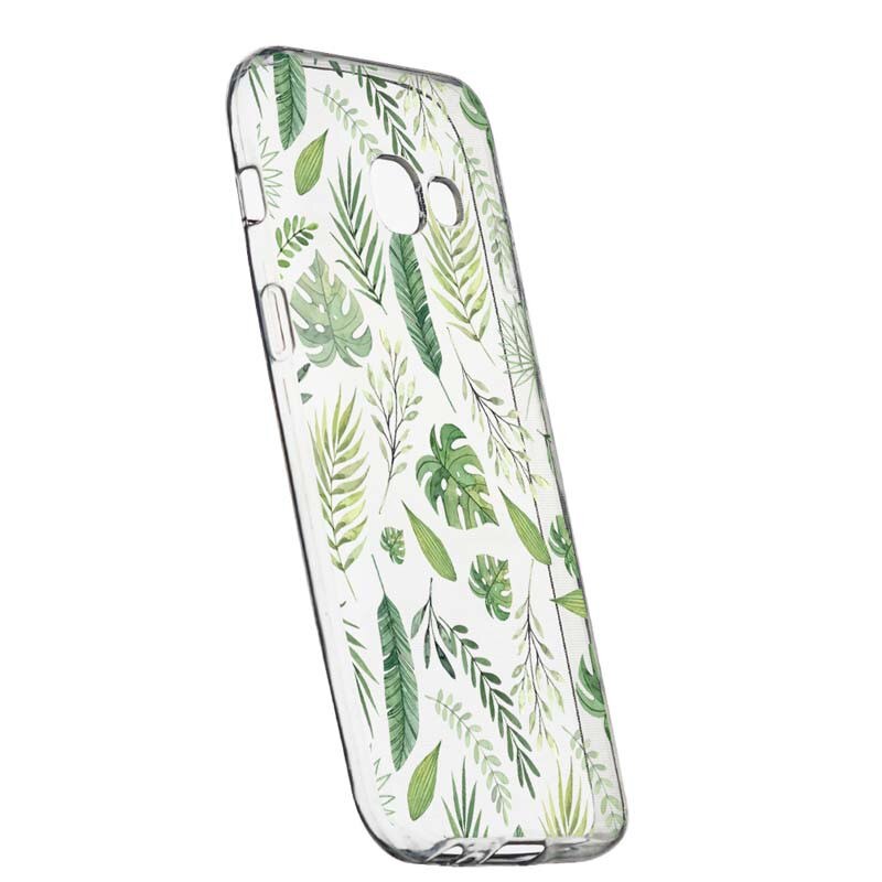 Husa Silicon, Transparent, Slim, Frunze, Samsung Galaxy A3 2017