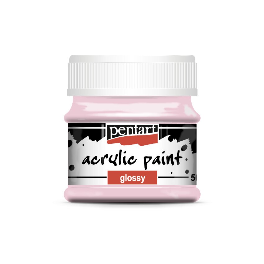 Vopsea acrilica lucioasa pe baza de apa Pentart - roz, 50 ml