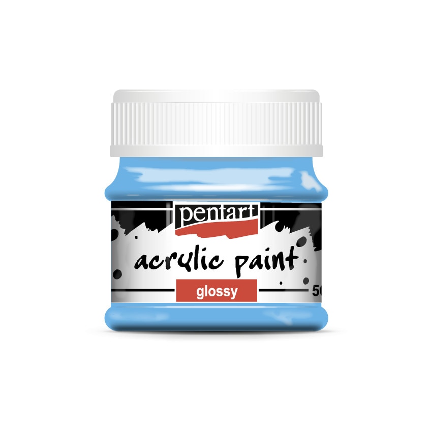 Vopsea acrilica lucioasa pe baza de apa Pentart - albastru deschis, 50 ml
