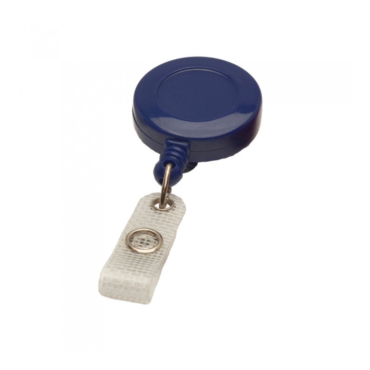 Snur ( rola ) retractabil mini, cu clips, CardKeep, model Clasic, Albastru