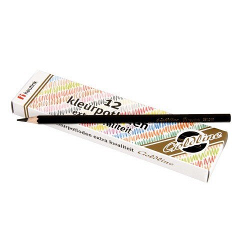 Set 12 creioane colorate Goldline 3.7 mm Negru - Heutink