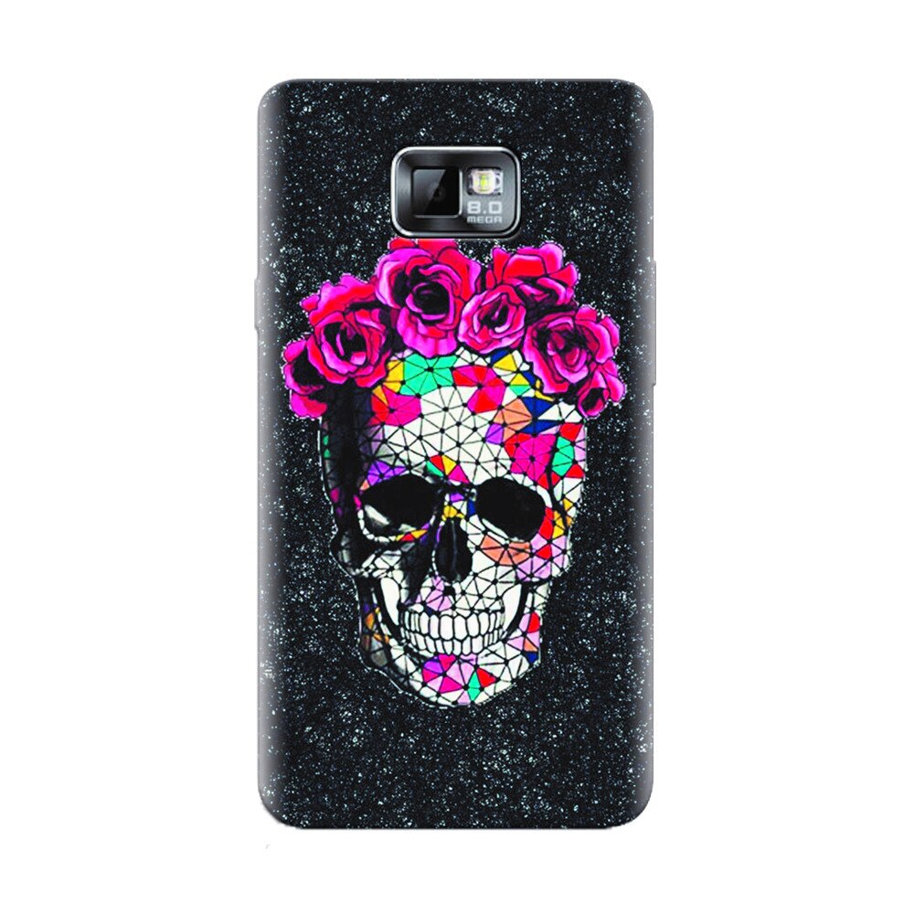 Husa silicon pentru Samsung Galaxy S2, Colorful Skull Roses Space