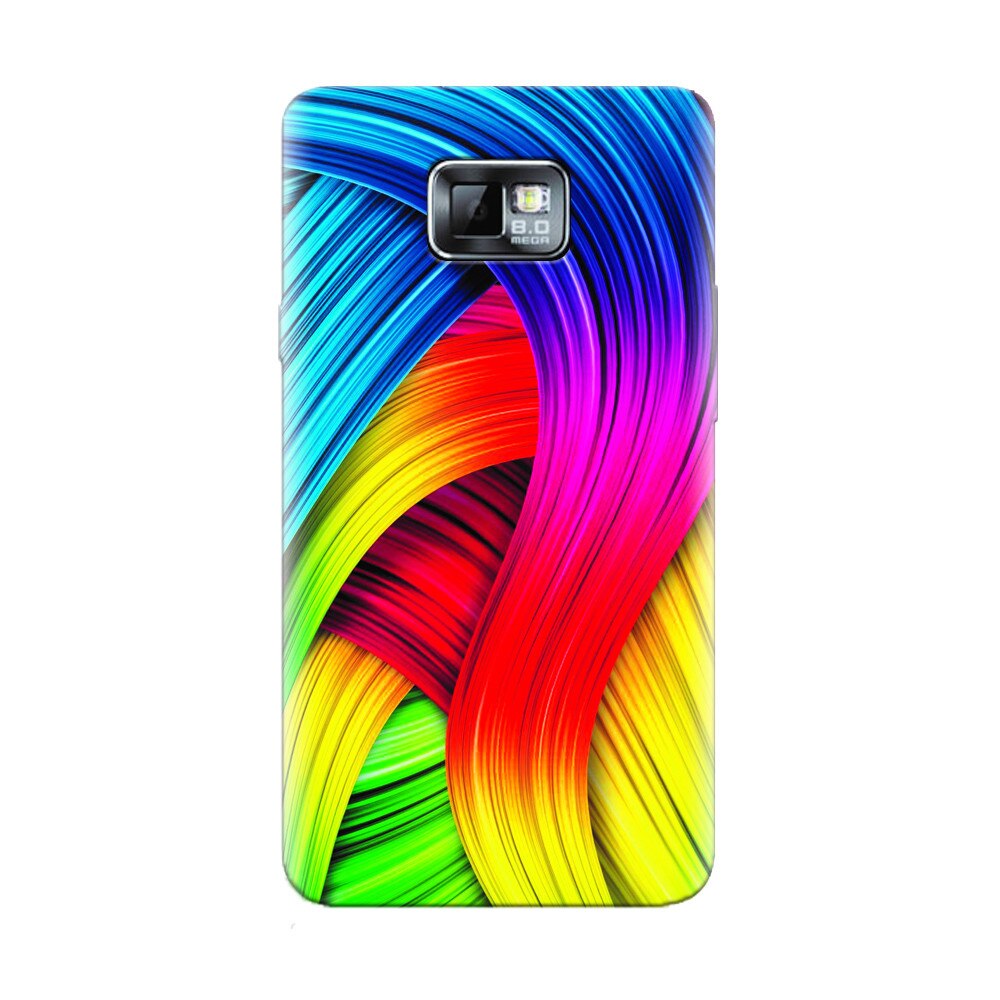 Husa silicon pentru Samsung Galaxy S2, Curly Colorful Rainbow Lines Illustration