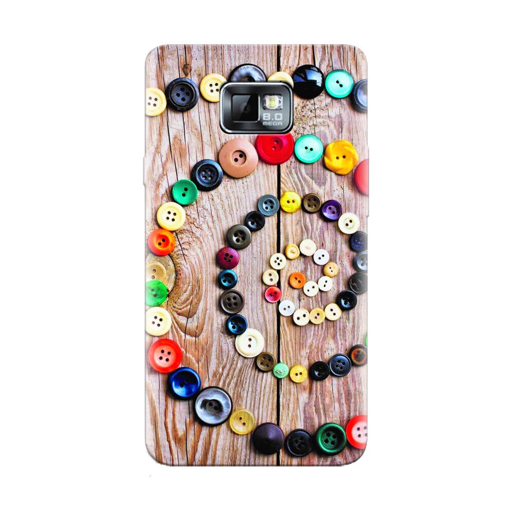 Husa silicon pentru Samsung Galaxy S2, Colorful Buttons Spiral Wood Deck