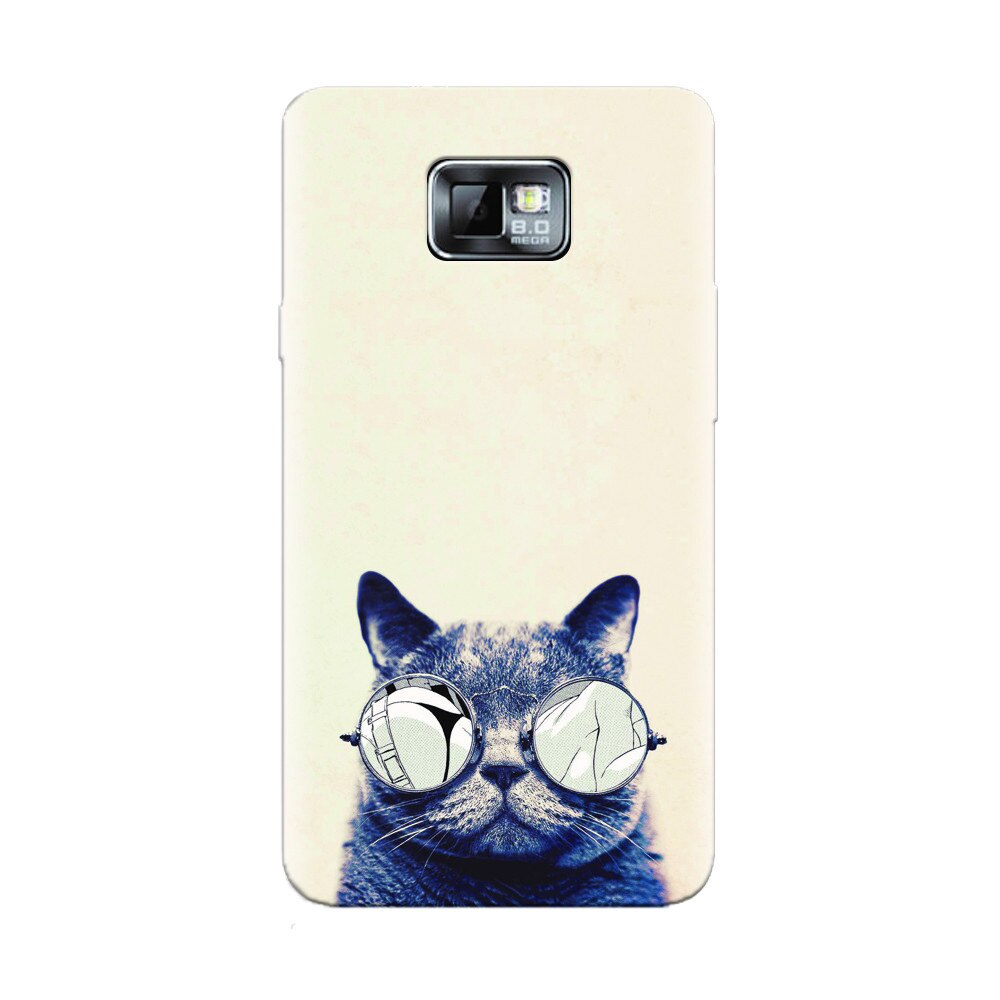 Husa silicon pentru Samsung Galaxy S2, Cool Cat Glasses