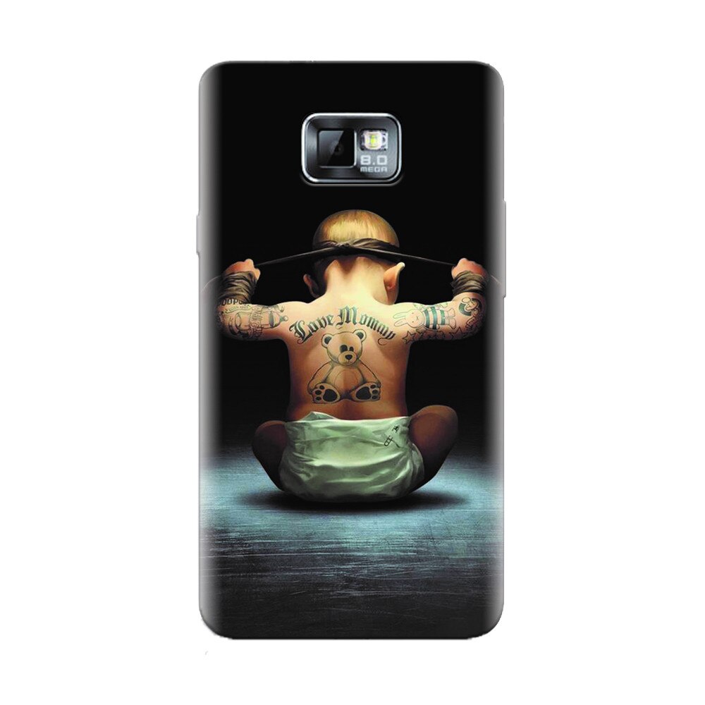 Husa silicon pentru Samsung Galaxy S2, Body Builder Cute Baby Tattoo