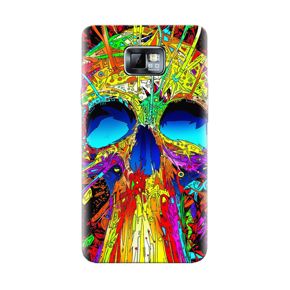 Husa silicon pentru Samsung Galaxy S2, Abstract Multicolored Skull