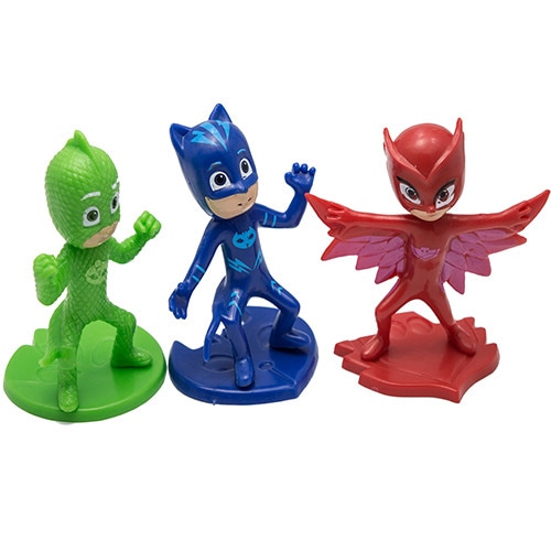 Set 3 figurine jucarie Eroi in Pijamale:Pisoi,Bufnita,Sopi,multicolor