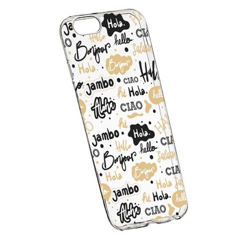 Husa Silicon, Transparent, Slim, Hello, Apple iPhone 7 Plus / 8 Plus Husa Silicon, Transparent, Slim, Hello, Apple iPhone 7 Plus / 8 Plus