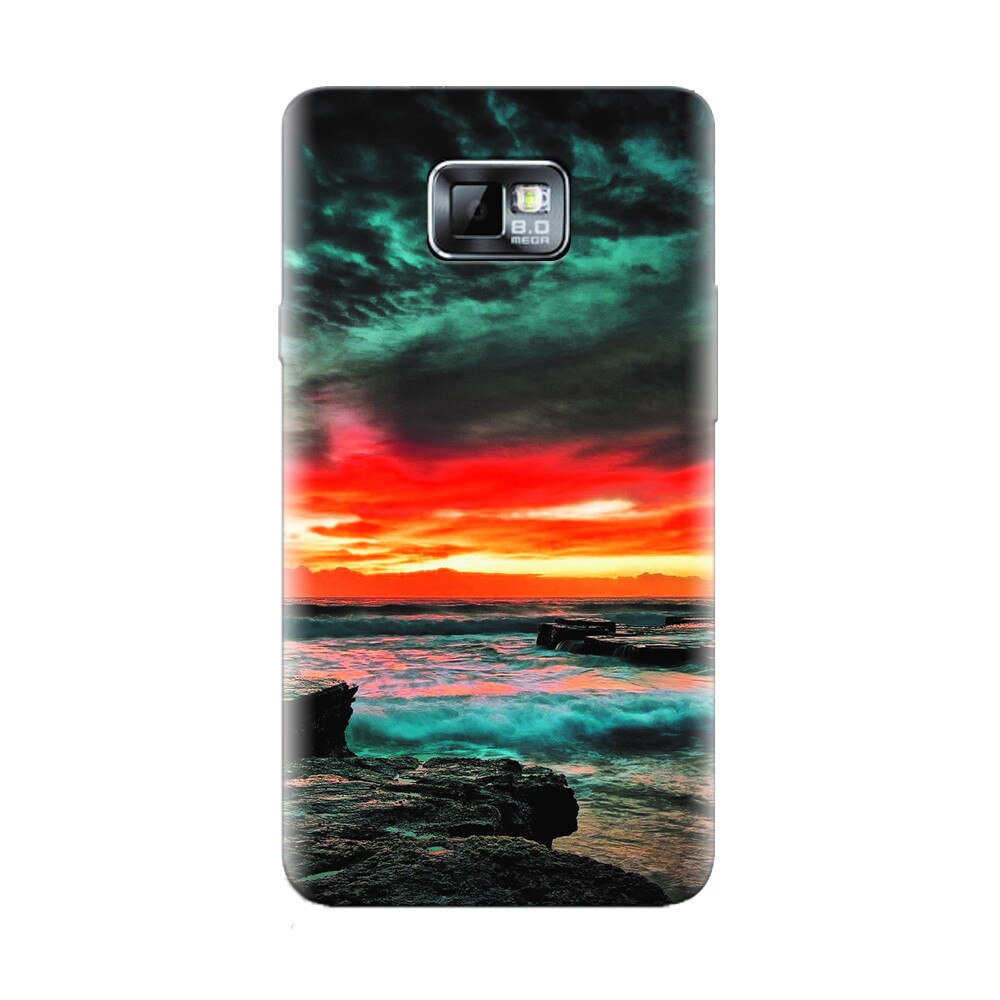 Husa silicon pentru Samsung Galaxy S2, Dramatic Rocky Beach Shore Sunset